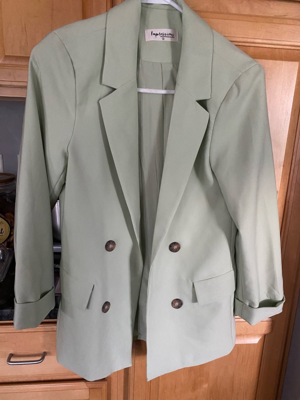 Impressions Light Mint Green Double-Breasted Blazer